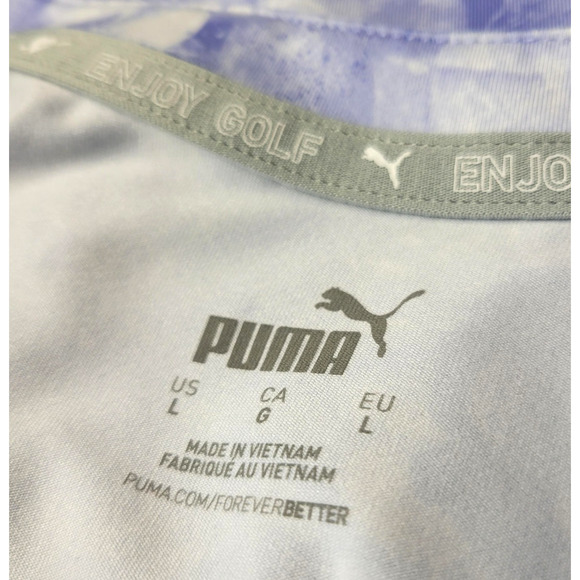 Puma Golf Shirt Womens Large Purple Floral Quarter Zip Mock Neck Sleeveless - Picture 2 of 12